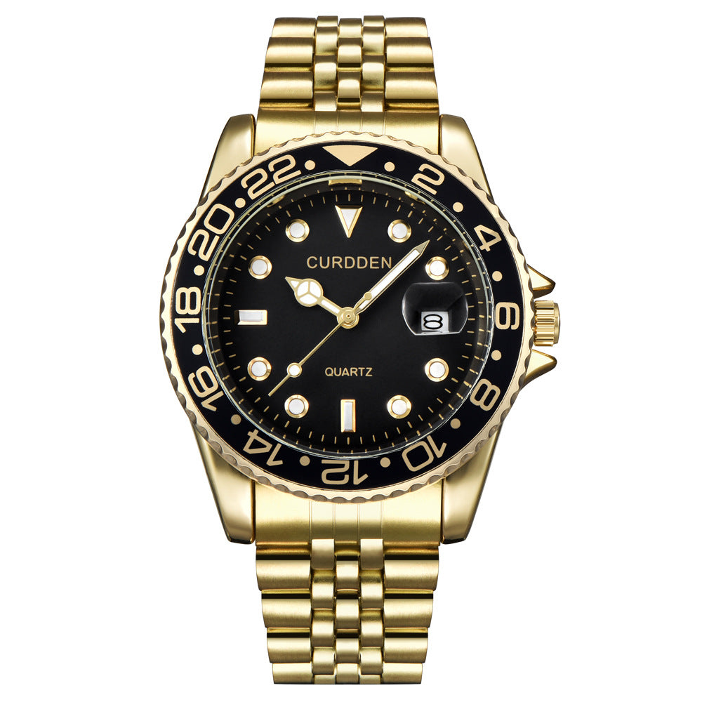 AliExpress brand watches men's foreign trade new fashion steel belt hip-hop water ghost calendar quartz watch a generation of hair