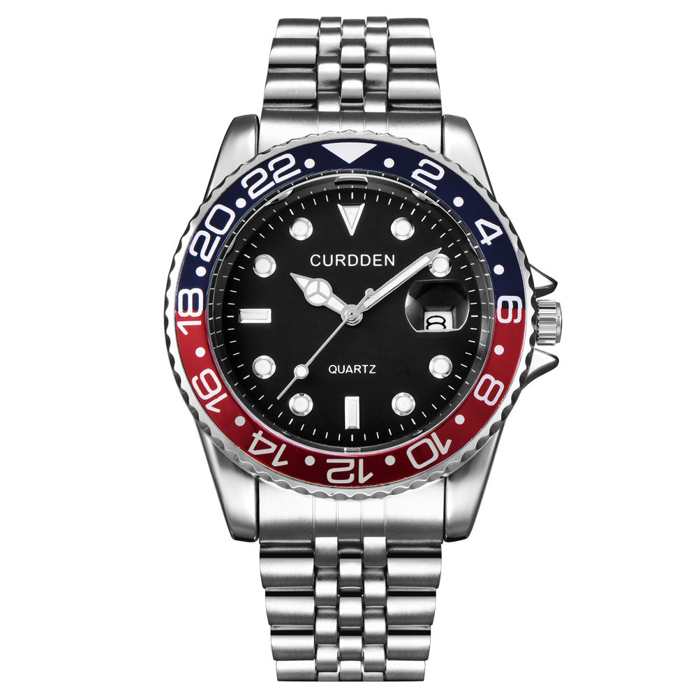 AliExpress brand watches men's foreign trade new fashion steel belt hip-hop water ghost calendar quartz watch a generation of hair