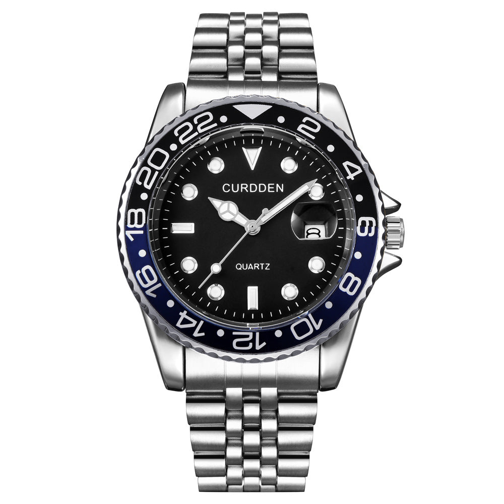 AliExpress brand watches men's foreign trade new fashion steel belt hip-hop water ghost calendar quartz watch a generation of hair
