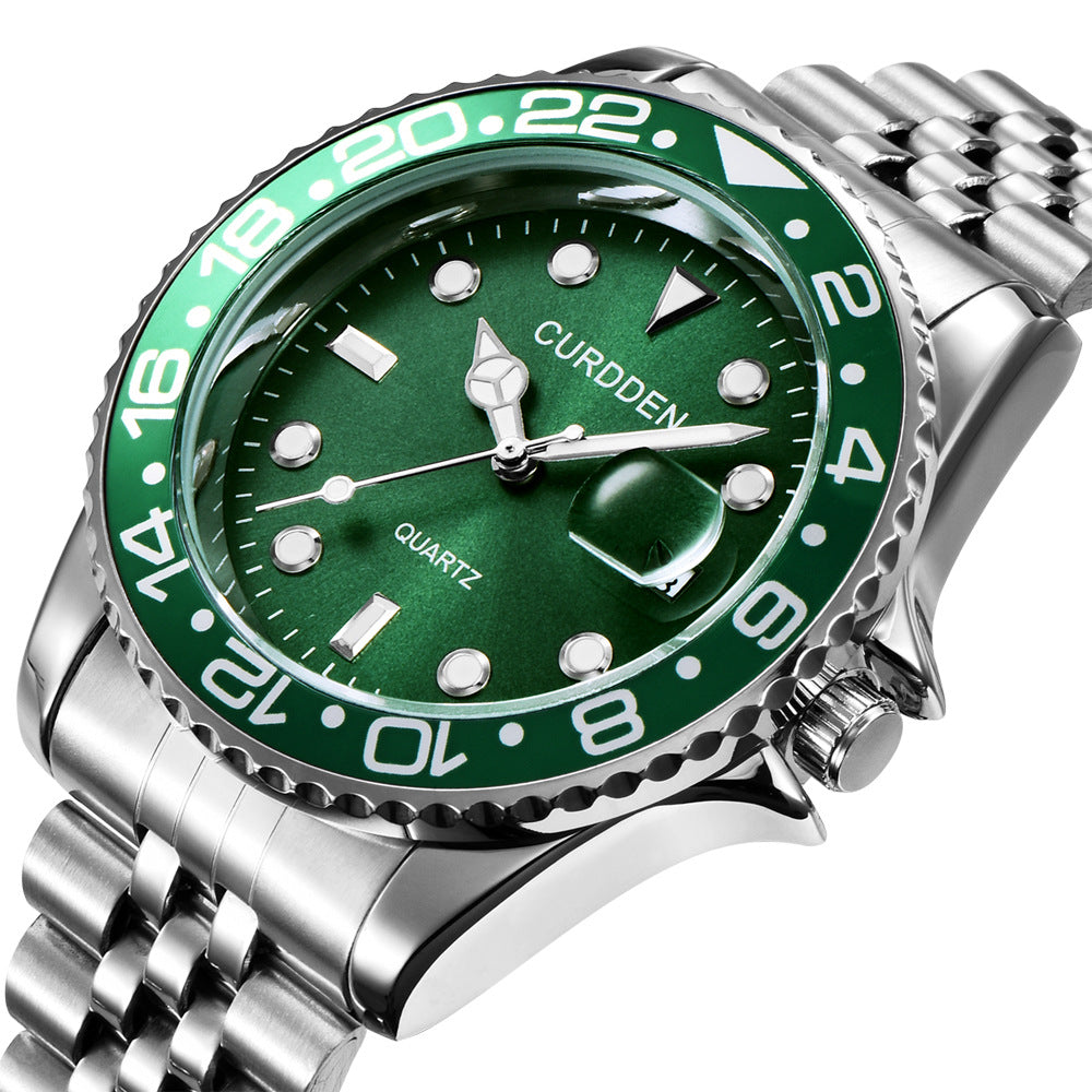 AliExpress brand watches men's foreign trade new fashion steel belt hip-hop water ghost calendar quartz watch a generation of hair