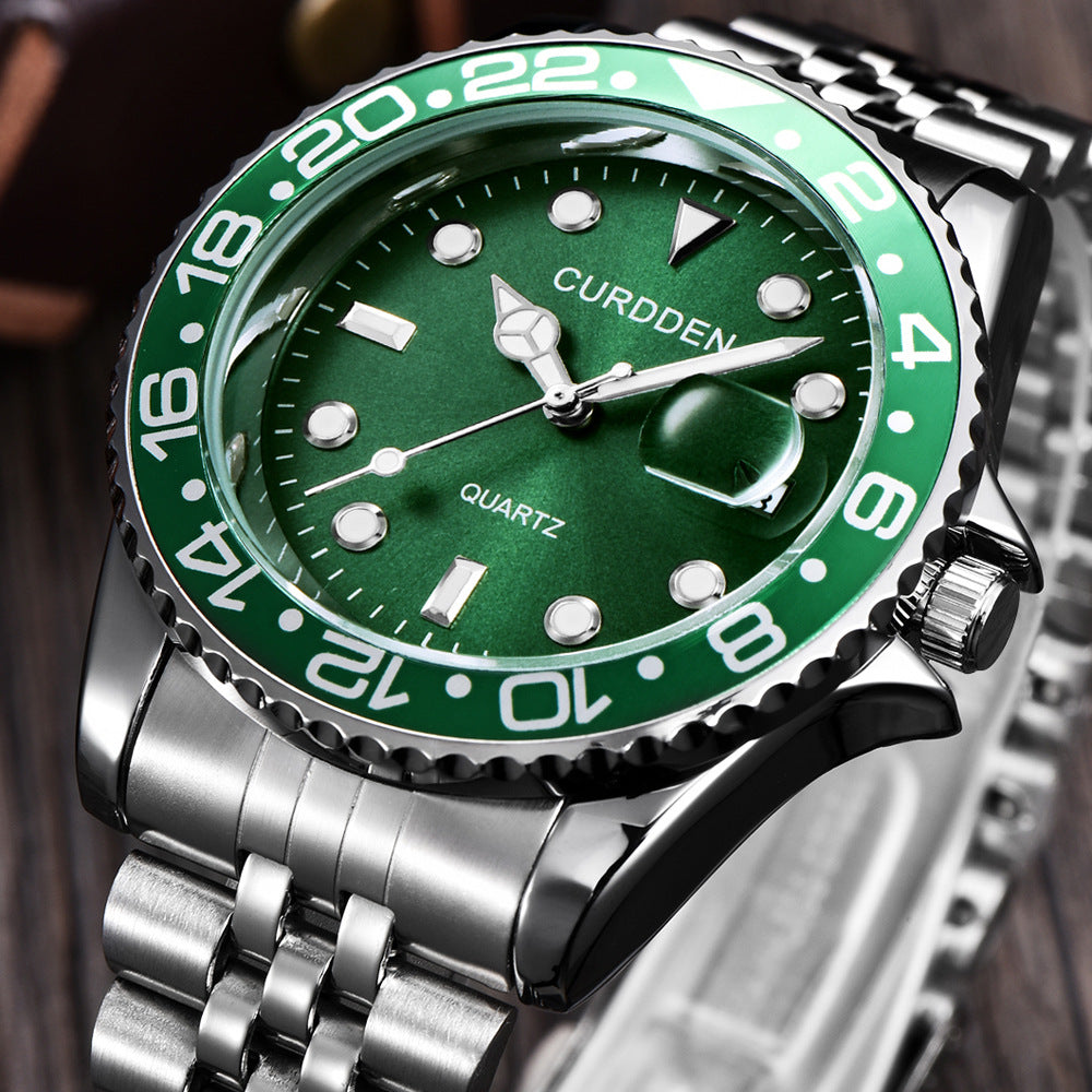 AliExpress brand watches men's foreign trade new fashion steel belt hip-hop water ghost calendar quartz watch a generation of hair