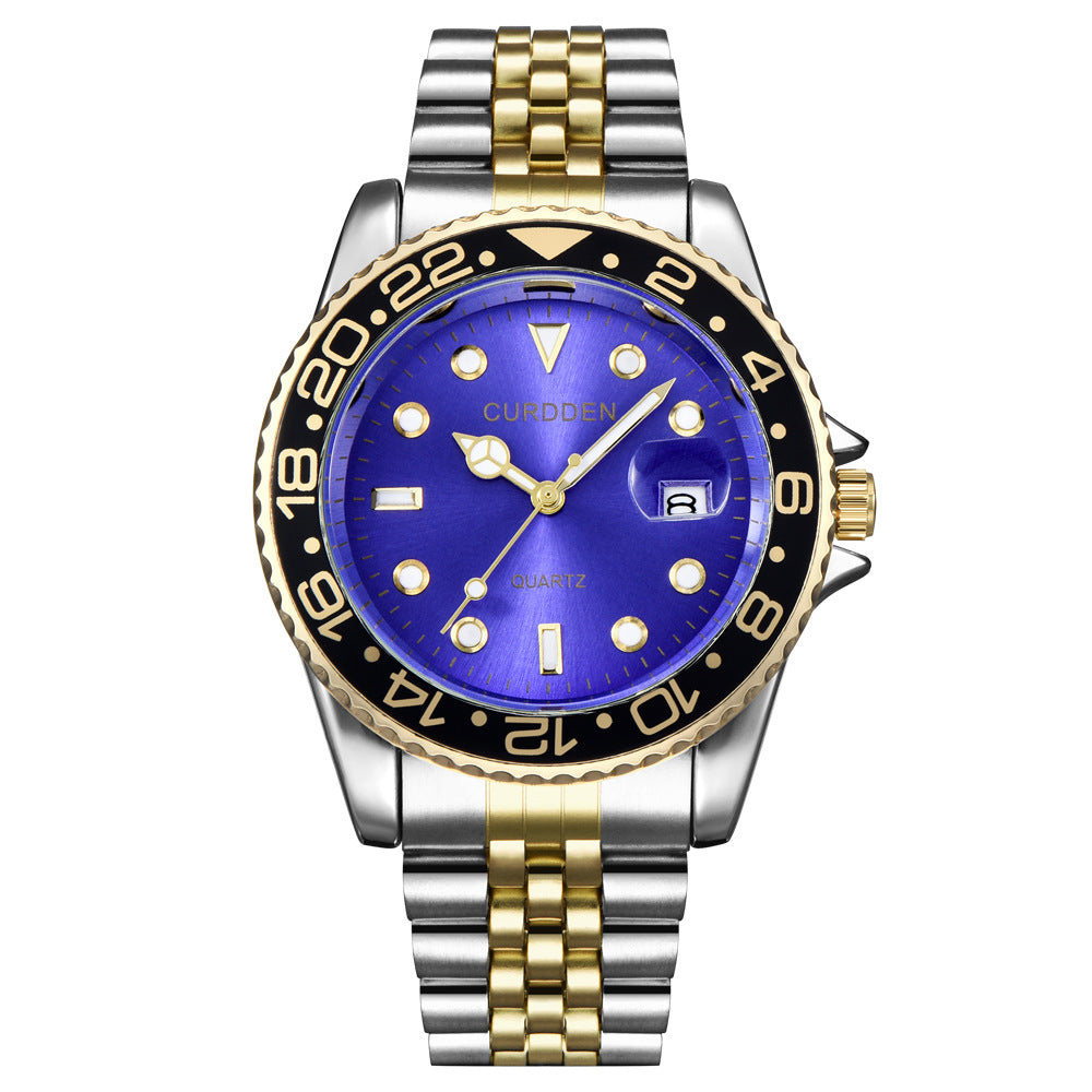 AliExpress brand watches men's foreign trade new fashion steel belt hip-hop water ghost calendar quartz watch a generation of hair