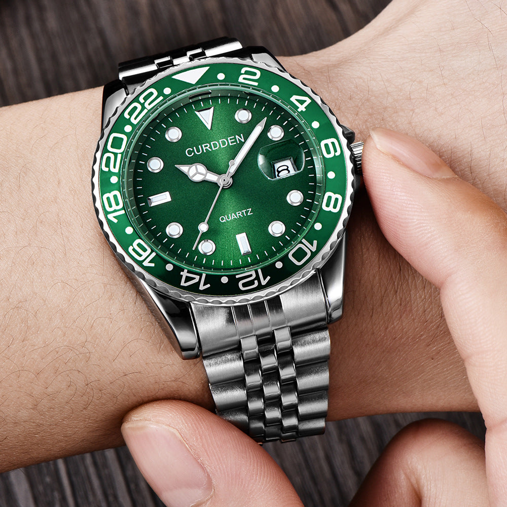 AliExpress brand watches men's foreign trade new fashion steel belt hip-hop water ghost calendar quartz watch a generation of hair