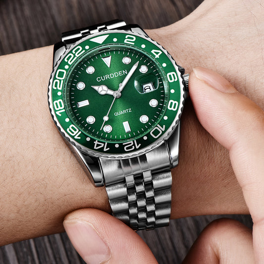 AliExpress brand watches men's foreign trade new fashion steel belt hip-hop water ghost calendar quartz watch a generation of hair