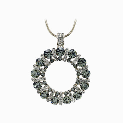 Diamond-Encrusted Circular Sweater Chain for Women 2024 New Autumn and Winter Long Necklace Clothing Accessory Geometric Shape Sparkling Diamond Pendant