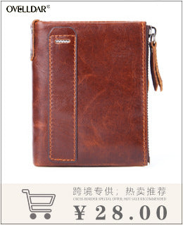 Dropshipping Spot Oil Wax Leather Single Pull Bag First Layer Genuine Leather Long Zipper Bag Retro Hot Selling Cross-Border Wallet