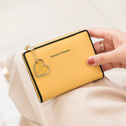 Phase Printed Leather Goods Ultra-Thin Short Wallet for Women 2024 New K-Style Cute Student Simple Wallet Card Holder Coin Purse
