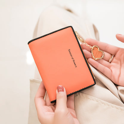 Phase Printed Leather Goods Ultra-Thin Short Wallet for Women 2024 New K-Style Cute Student Simple Wallet Card Holder Coin Purse
