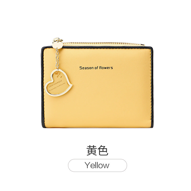 Phase Printed Leather Goods Ultra-Thin Short Wallet for Women 2024 New K-Style Cute Student Simple Wallet Card Holder Coin Purse