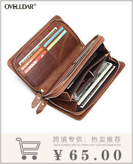 Hot-Selling Genuine Leather Men's Wallet, Business Casual Long Clutch Bag with Multiple Card Slots, Vintage Style Cowhide Men's Bag