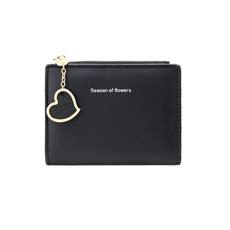 Phase Printed Leather Goods Ultra-Thin Short Wallet for Women 2024 New K-Style Cute Student Simple Wallet Card Holder Coin Purse