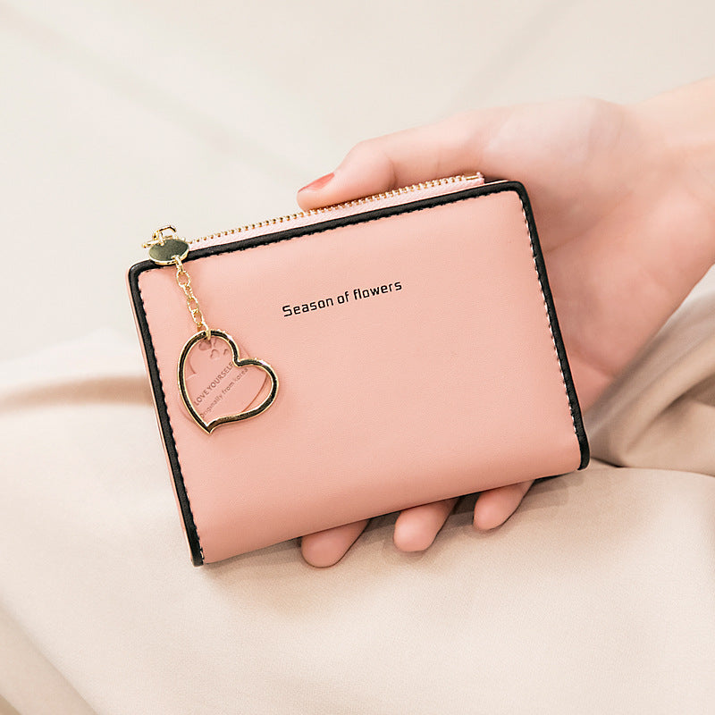 Phase Printed Leather Goods Ultra-Thin Short Wallet for Women 2024 New K-Style Cute Student Simple Wallet Card Holder Coin Purse