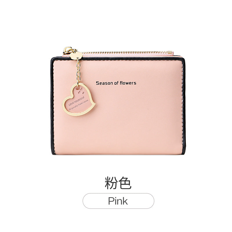 Phase Printed Leather Goods Ultra-Thin Short Wallet for Women 2024 New K-Style Cute Student Simple Wallet Card Holder Coin Purse