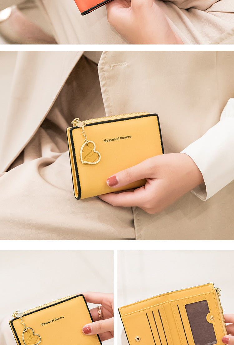 Phase Printed Leather Goods Ultra-Thin Short Wallet for Women 2024 New K-Style Cute Student Simple Wallet Card Holder Coin Purse