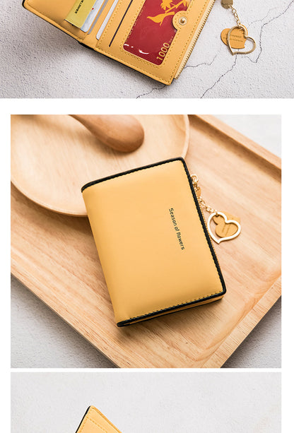 Phase Printed Leather Goods Ultra-Thin Short Wallet for Women 2024 New K-Style Cute Student Simple Wallet Card Holder Coin Purse