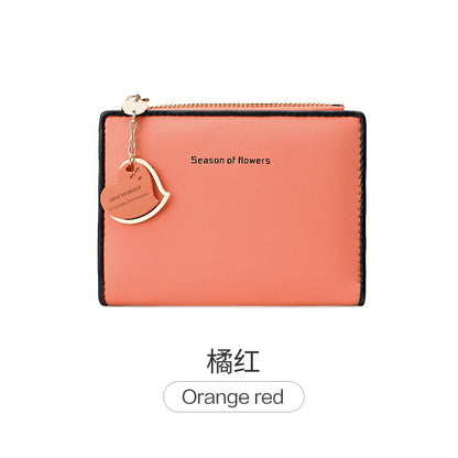 Phase Printed Leather Goods Ultra-Thin Short Wallet for Women 2024 New K-Style Cute Student Simple Wallet Card Holder Coin Purse