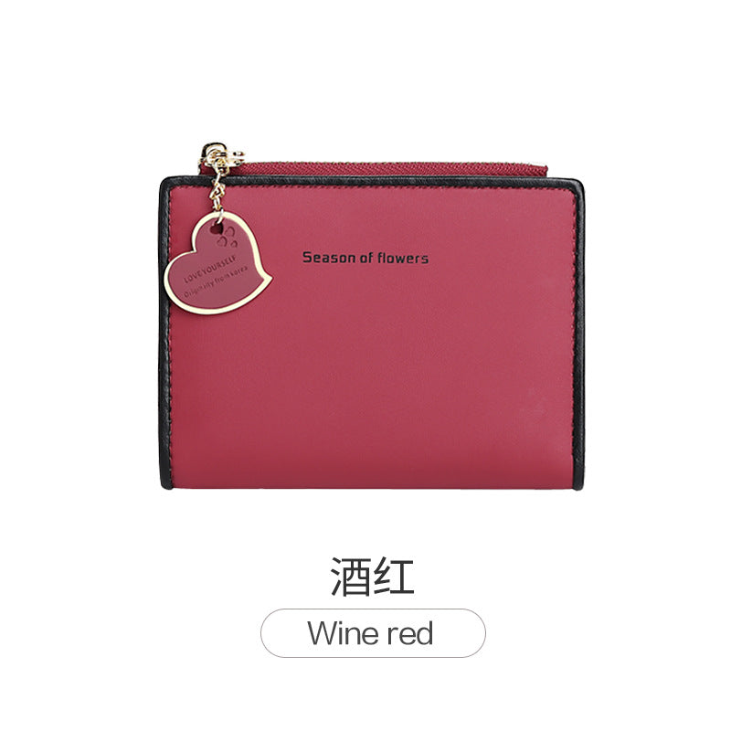 Phase Printed Leather Goods Ultra-Thin Short Wallet for Women 2024 New K-Style Cute Student Simple Wallet Card Holder Coin Purse