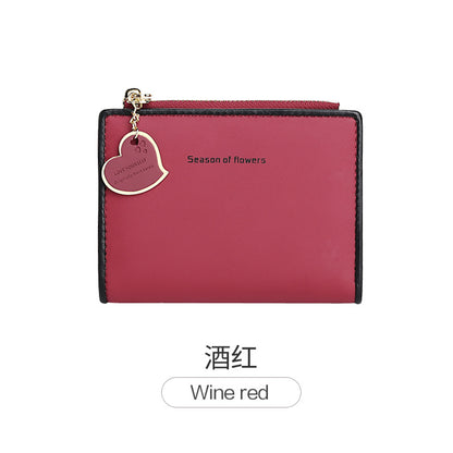 Phase Printed Leather Goods Ultra-Thin Short Wallet for Women 2024 New K-Style Cute Student Simple Wallet Card Holder Coin Purse