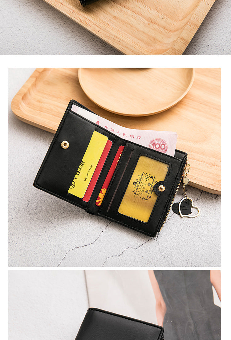 Phase Printed Leather Goods Ultra-Thin Short Wallet for Women 2024 New K-Style Cute Student Simple Wallet Card Holder Coin Purse