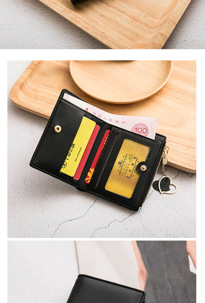 Phase Printed Leather Goods Ultra-Thin Short Wallet for Women 2024 New K-Style Cute Student Simple Wallet Card Holder Coin Purse
