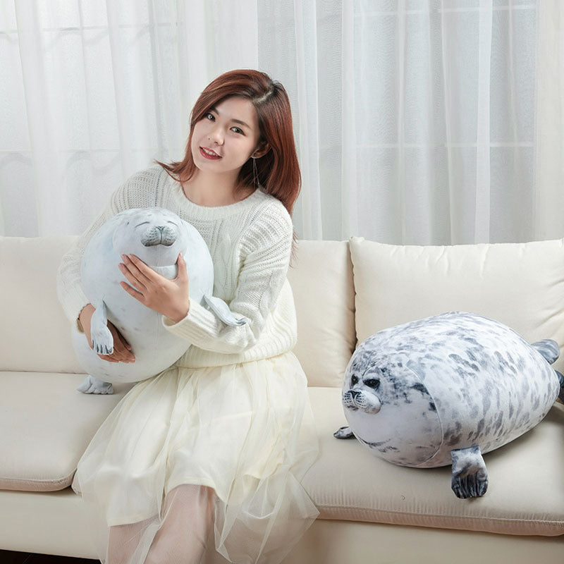 Chubby 3D Seal Pillow Plush Stuffed Animal Sleeping Throw Gift For Kids