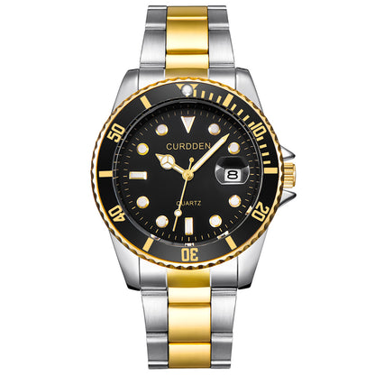 AliExpress brand watches men's foreign trade new fashion steel belt hip-hop water ghost calendar quartz watch a generation of hair