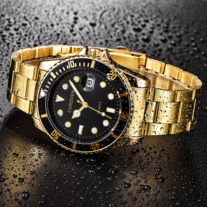 AliExpress brand watches men's foreign trade new fashion steel belt hip-hop water ghost calendar quartz watch a generation of hair