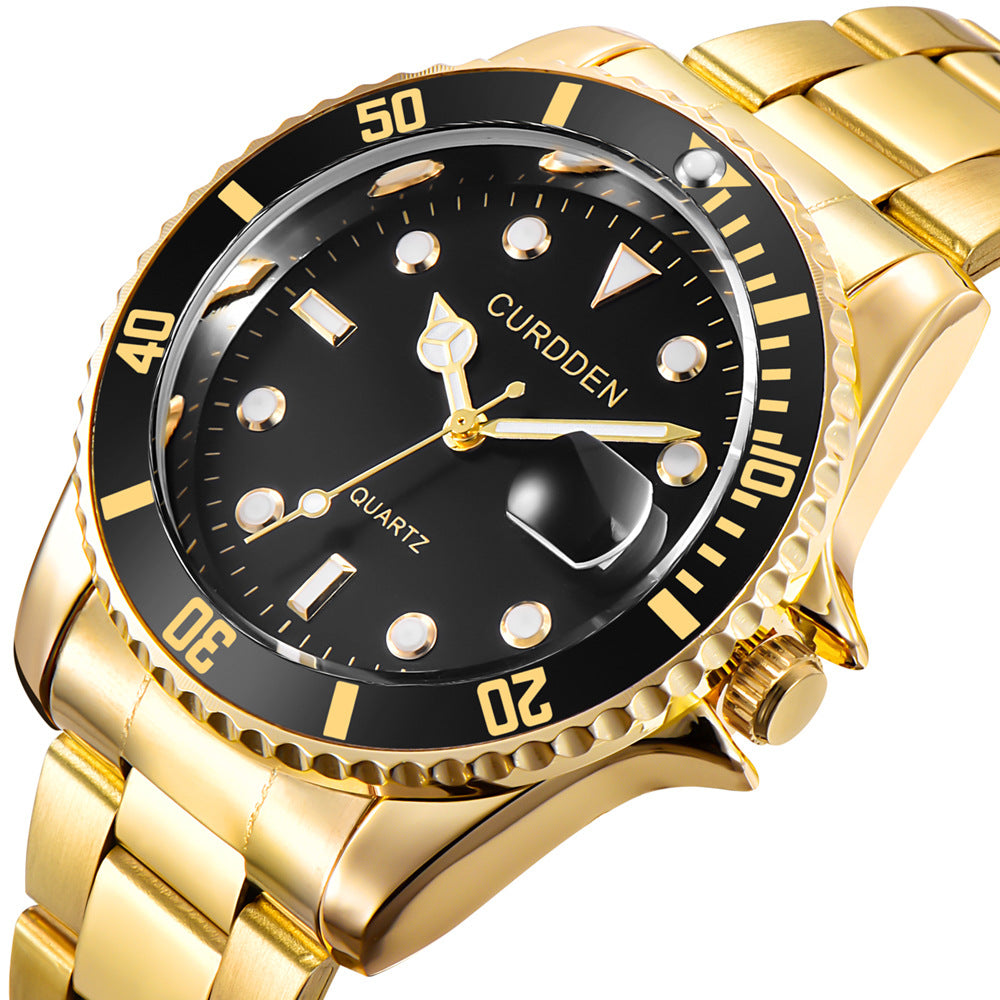 AliExpress brand watches men's foreign trade new fashion steel belt hip-hop water ghost calendar quartz watch a generation of hair