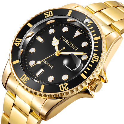 AliExpress brand watches men's foreign trade new fashion steel belt hip-hop water ghost calendar quartz watch a generation of hair