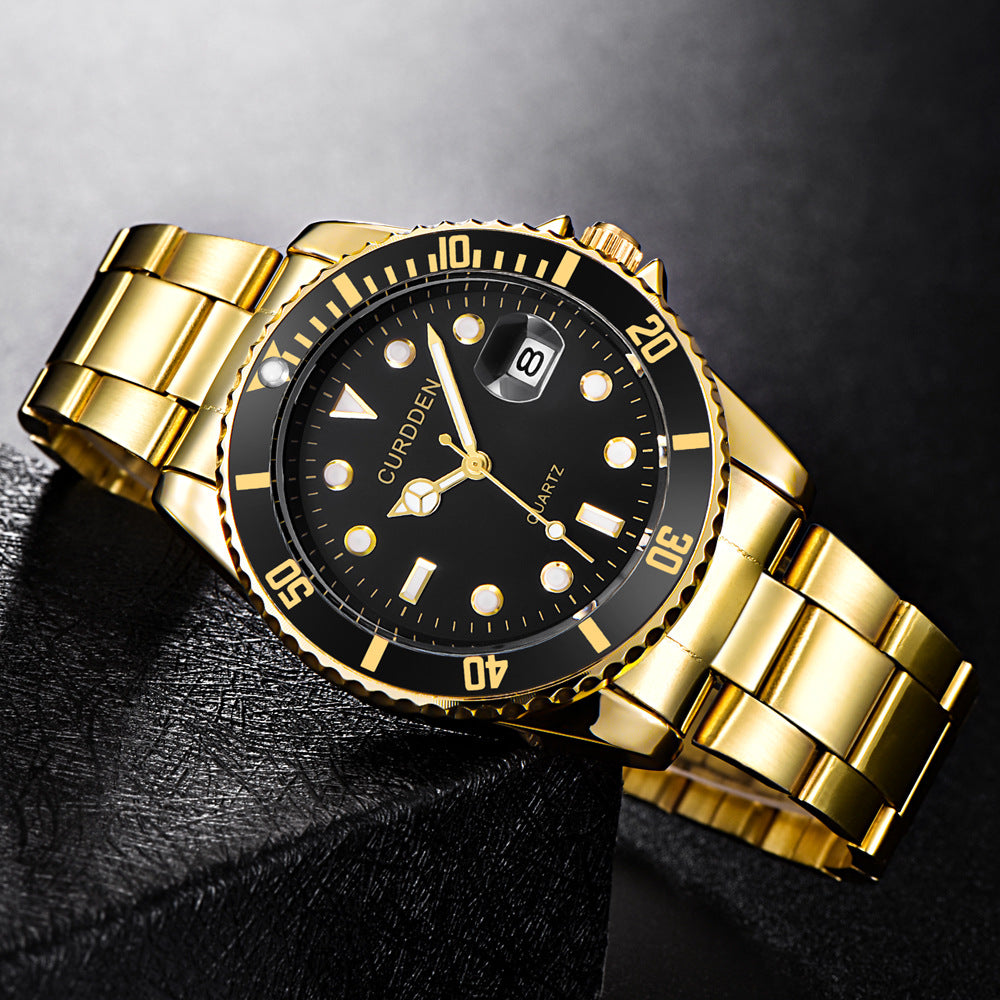 AliExpress brand watches men's foreign trade new fashion steel belt hip-hop water ghost calendar quartz watch a generation of hair