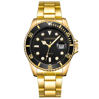 AliExpress brand watches men's foreign trade new fashion steel belt hip-hop water ghost calendar quartz watch a generation of hair