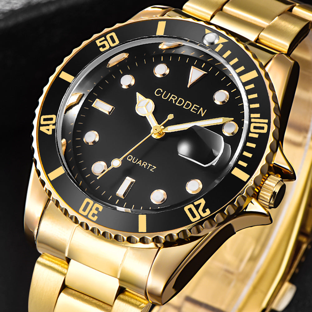 AliExpress brand watches men's foreign trade new fashion steel belt hip-hop water ghost calendar quartz watch a generation of hair