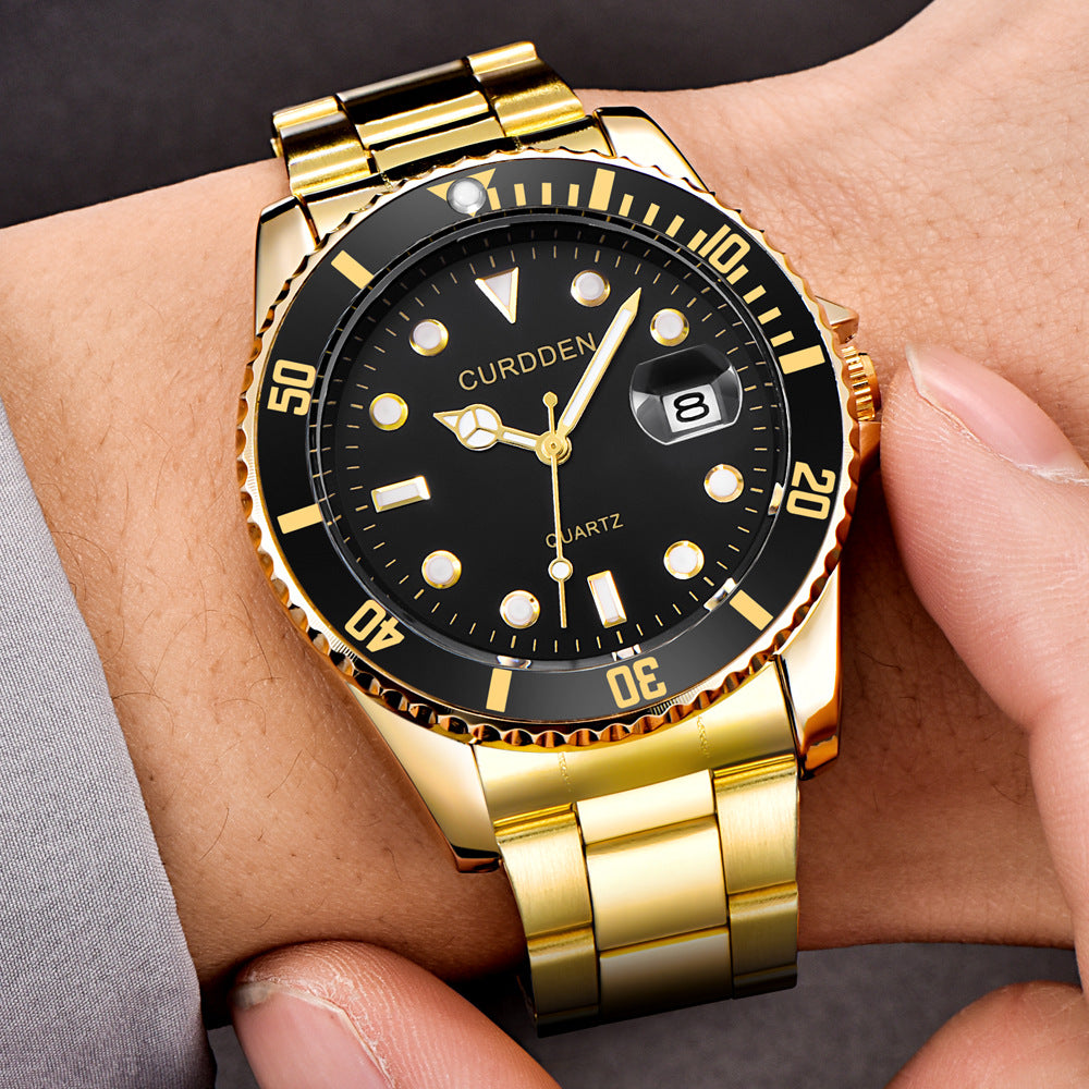 AliExpress brand watches men's foreign trade new fashion steel belt hip-hop water ghost calendar quartz watch a generation of hair