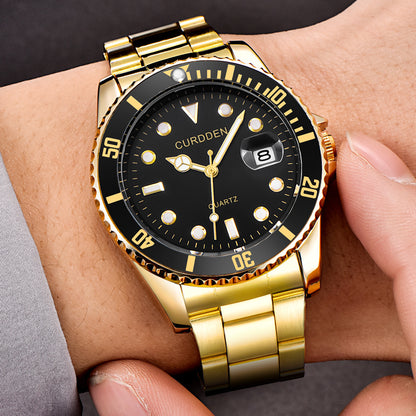 AliExpress brand watches men's foreign trade new fashion steel belt hip-hop water ghost calendar quartz watch a generation of hair