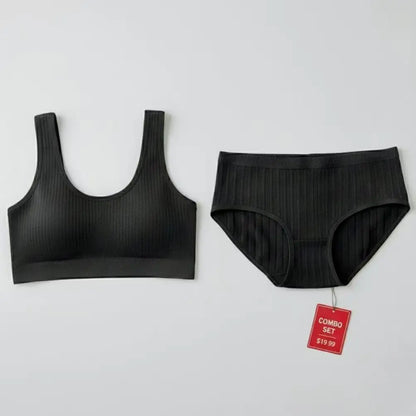 Premium Combo: Black Seamless Bra & Japanese Style Briefs