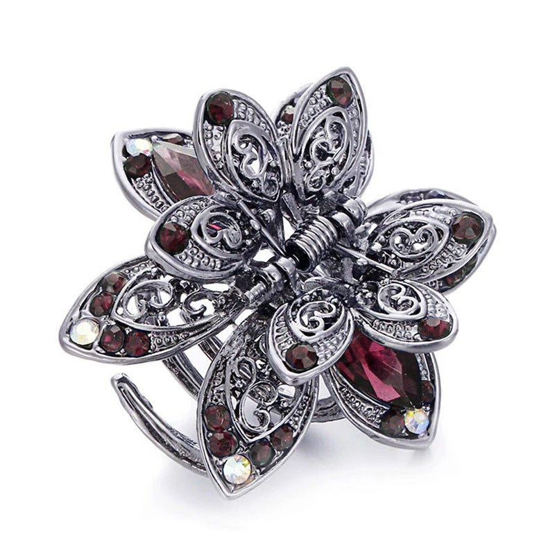Cross-border Source women's hair accessories clip Crystal drill hollow grip AliExpress alloy hair clip