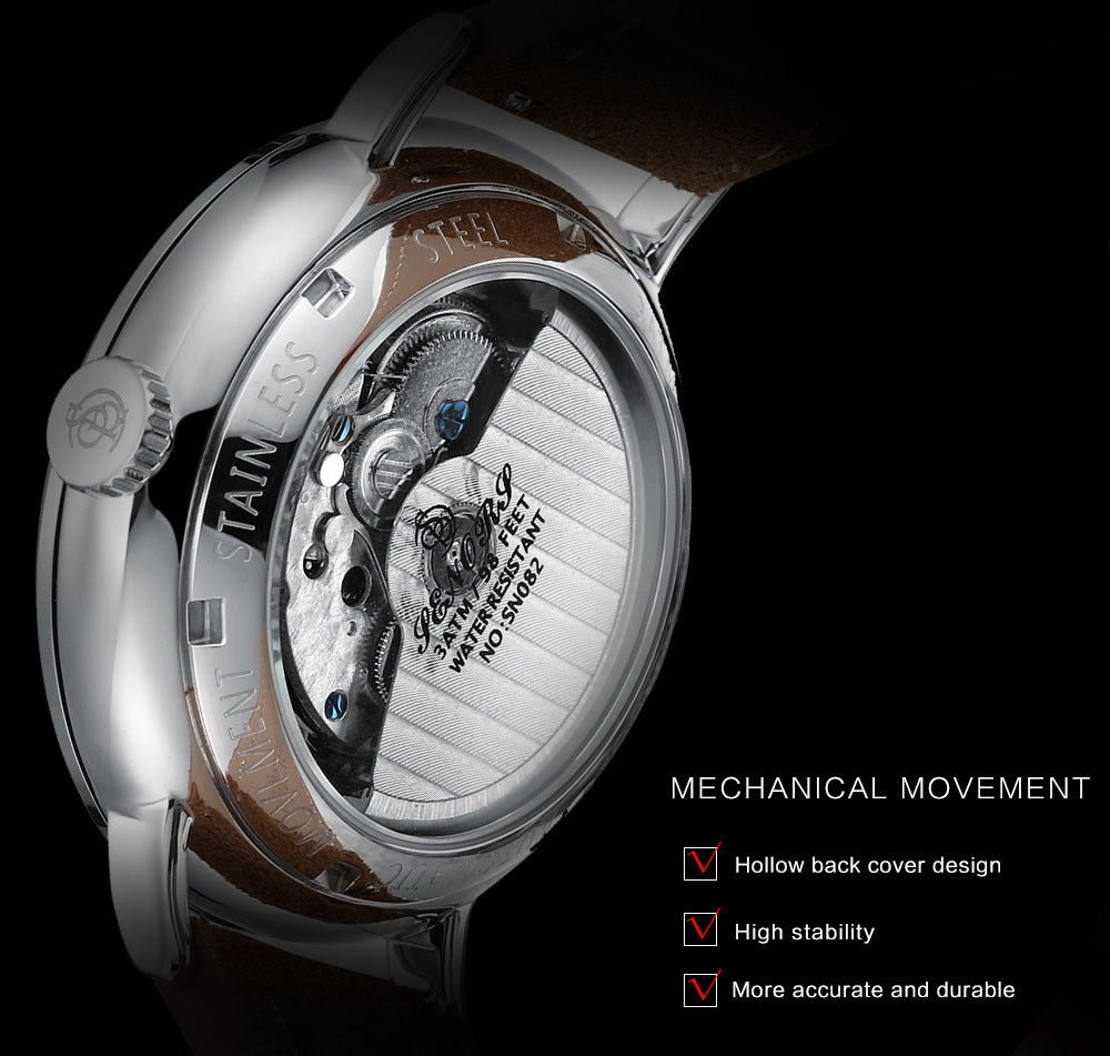 Sainas SENORS Amazon Hot Curved Glass Business Fashion Men's Watch Automatic Mechanical Watch SN082