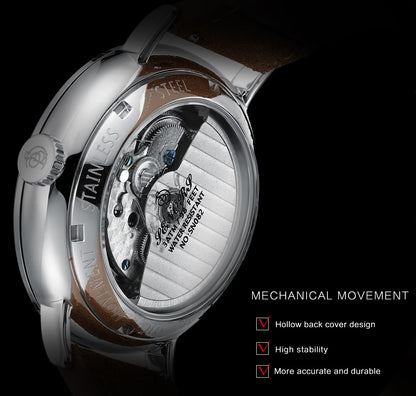 Sainas SENORS Amazon Hot Curved Glass Business Fashion Men's Watch Automatic Mechanical Watch SN082