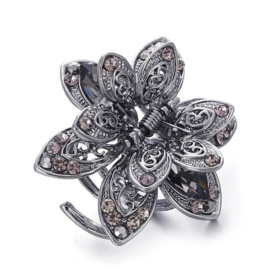 Cross-border Source women's hair accessories clip Crystal drill hollow grip AliExpress alloy hair clip