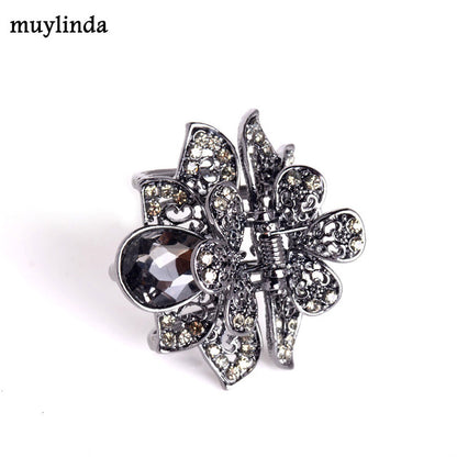 Cross-border Source women's hair accessories clip Crystal drill hollow grip AliExpress alloy hair clip