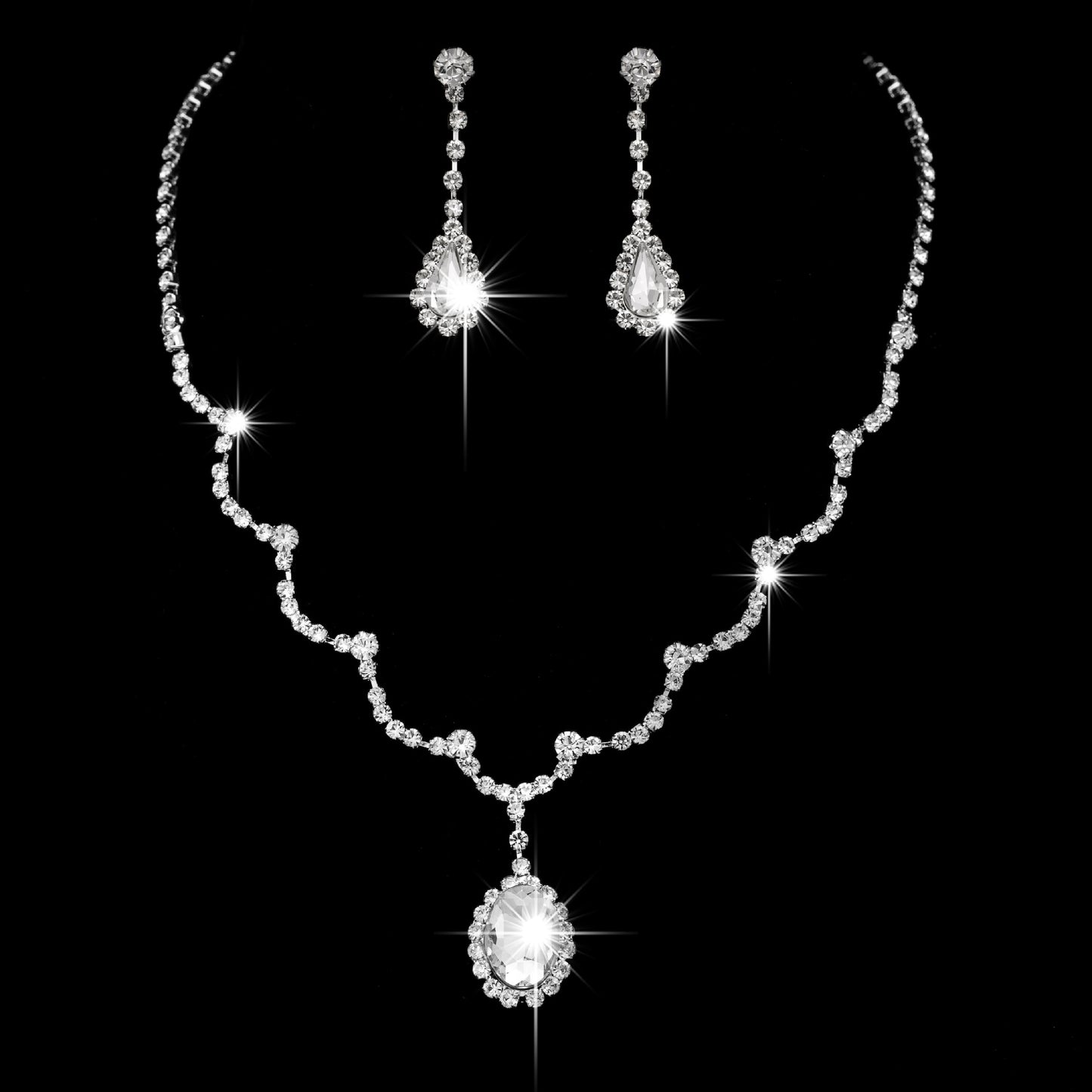 Factory Direct Approval Fashion Wedding Wedding Photography Accessories Earrings Necklace Bracelet Set Combination Multiple Choice