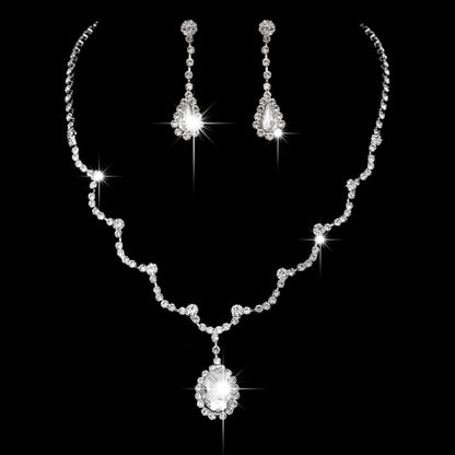 Factory Direct Approval Fashion Wedding Wedding Photography Accessories Earrings Necklace Bracelet Set Combination Multiple Choice