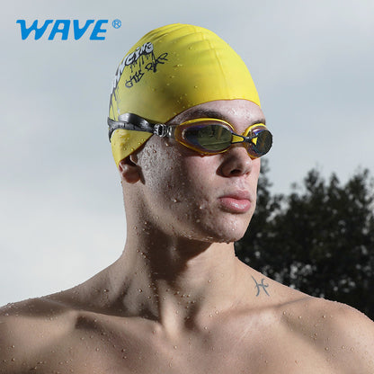 Wave Professional Swimming Goggles Waterproof and Anti-Fog for Men and Women, High-Definition Large Frame, Fashionable Electroplated Racing Goggles with Prescription Lenses