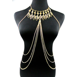 Cross-Border Jewelry Body Chain Jewelry Gold Lace Multi-Layer Tassel Necklace Body Chain