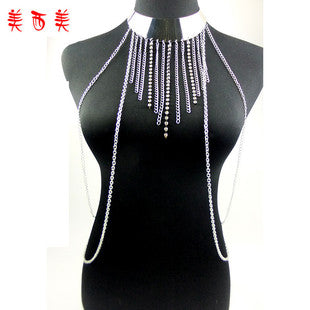 Cross-Border Jewelry Body Chain Jewelry Gold Lace Multi-Layer Tassel Necklace Body Chain