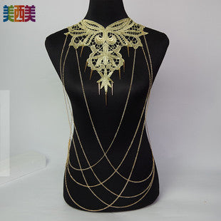 Cross-Border Jewelry Body Chain Jewelry Gold Lace Multi-Layer Tassel Necklace Body Chain