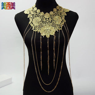 Cross-Border Jewelry Body Chain Jewelry Gold Lace Multi-Layer Tassel Necklace Body Chain