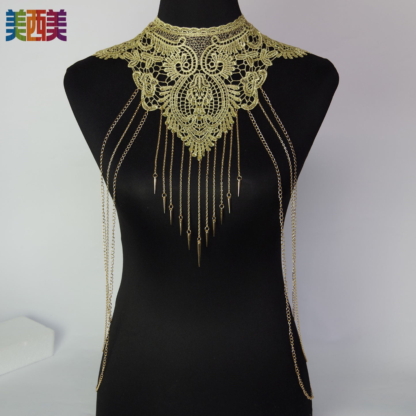 Cross-Border Jewelry Body Chain Jewelry Gold Lace Multi-Layer Tassel Necklace Body Chain