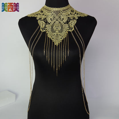 Cross-Border Jewelry Body Chain Jewelry Gold Lace Multi-Layer Tassel Necklace Body Chain