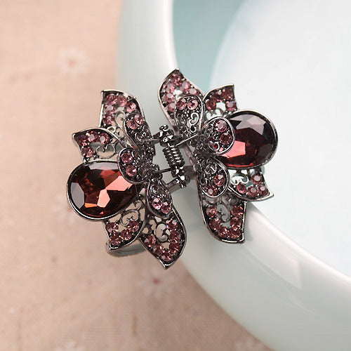 Cross-border Source women's hair accessories clip Crystal drill hollow grip AliExpress alloy hair clip